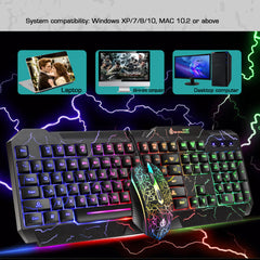 104 Keys Gaming Keyboard RGB Backlight Wired Mechanical Feeling Keyboard and 1600 DPI RGB Gaming Mouse