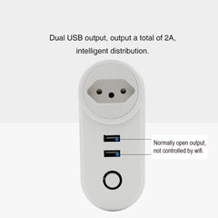 WIFI 16A Smart Brazil Plug With Dual USB Ports Timing BR Socket Tuya APP Wireless Voice Control-BR Plug
