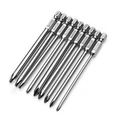9pcs 100mm Magnetic Long Hex Cross Head Screwdriver Bits
