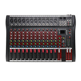 12 Channel Bluetooth Live Studio Audio Mixer Mixing Console with USB XLR Input 48V Phantom