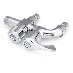 Wall Mount Single Cold Washing Machine Faucet 1/2'' Double Spouts 2 Handles Water Tap Garden Bathroom Bidet