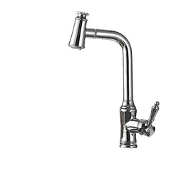 Kitchen Sink Faucet Pull-Out Sprayer Brass Hot Cold Water Mixer Tap Two Mode 360 Swivel With Hose