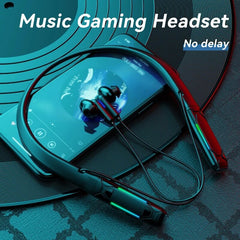 Bluetooth V5.1 Wireless Earphone Neckband 60MS Low Latency Headphone Sport Headset Noise Cancelling Micophone with RGB Color Light