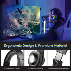 Gaming Headset Stereo RGB Light 50mm Driver Stereo Adjustable Noise Canceling Headphone with Mic