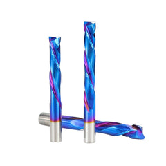 Carbide 2 Flute Up Down Milling Cutter 3.175mm Shank Blue Nano Coating CNC Router Bit 2 Flute End Mill