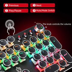 Mechanical Keyboard 104 Round Keys Plated Blue Switch RGB Backlit USB Wired Gaming Keyboard for Desktop Laptop Gamer