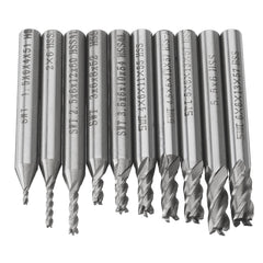 10pcs 1.5-6mm HSS 4 Flute End Mill Cutter 6mm Straight Shank CNC Drill Bit Set