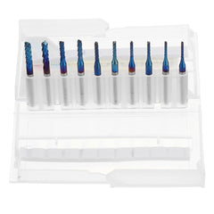 10pcs 1.3-3.175mm Blue NACO Coated PCB Bits Carbide Engraving Milling Cutter For CNC Tool Rotary Burrs