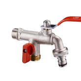 3/4'' Brass 1 in 2 out Washing Machine Faucet Male Thread Double Outlet Tap w/ Water Flow Control Valve