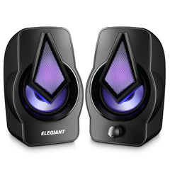 Speakers 2.0 USB Powered Stereo Volume Control with LED Light Mini Portable Gaming Speakers 3.5mm for PC Cellphone Tablets Desktop Laptop
