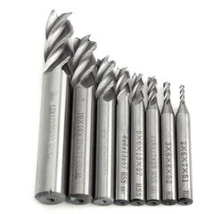 8pcs 2-12mm 4 Flute End Mill Cutter HSS Straight Shank Milling Cutter CNC Tool