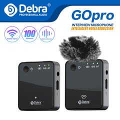Portable Wireless Lavalier Microphone Interview Lapel Mic with 100m Range for Smartphone DSLR Camera Webcast