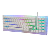 Mechanical Keyboard 77 Keys Hot Swappable Type-C Wired USB 3.1 NKRO Translucent Glass Base Gateron Switch RGB Gaming Keyboard with Numberpad