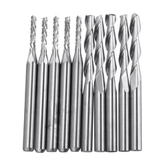 10pcs Milling Cutter 5ps 1.5mm End Mill and 5pcs Double Flutes 3.175x17mm