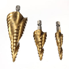 3Pcs 4-12/4-20/4-32 HSS Spiral Grooved Step Drill Bit