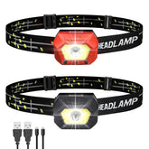2PCS Five Modes Induction Headlamp USB Rechargeable Adjustable IPX65 Waterproof Outdoor Cycling Climbing Lighting