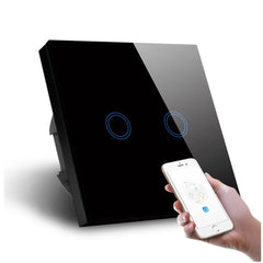 Standard Smart Light Switch WiFi 2 Gang Wireless Touch Sensor Remote Control Smart Switch with Power Statistics Function