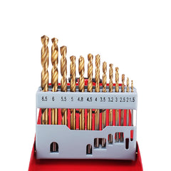 13Pcs M2 HSS 6542 Twist Drill Bit Set 1-6.5mm Titanium Coated Drill Bit with Metal Box for Wood Metal Drilling