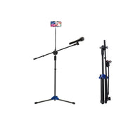 Microphone Stand Holder Boom Arm Height Angle Adjustable with Tripod Base