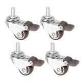 4pcs 1 Inch M8x15mm TPE Silent Wheels with Brake Universal Casters Wheel for Furniture