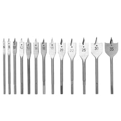 13pcs 6-35mm Spade Drill Bits Set Paddle Flat for Hole Cutter Woodworking