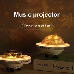 Starry Sky Projection Light Flying Saucer Bluetooth Speaker Music Player LED Night Light With Remote Control