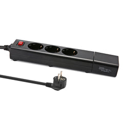 2500W 3-Way Power Strip USB Charger with 3*AC 220V-250V Outlet / 4*USB 2.1A Output EU Plug Detachable USB Charger
