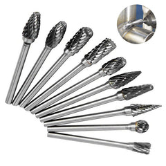 10Pcs Tungsten Carbide Double Cut Rotary File 1/8 Inch Shank Grinding Burr Set