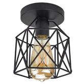 Vintage Wall Lamp Metal&Wood Frame Flush Ceiling Light Fixture