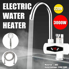 Electric Hot Water Faucet LED Display Instant Heating Kitchen Water Heater Stainless Steel Heating Dual Purpose Faucet,220V 3000W