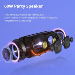 Bluetooth Speaker Colorful Light 10800mAh Large Battery 60W Support NFC Connection TF Card Outdoor Party Speaker