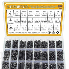 1200Pcs M2 M3 M4 Alloy Steel Hex Socket Head Cap Screws Nuts Washers Assortment Kit