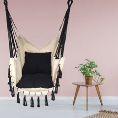 Tassel Hammock Chair With Rod Outdoor Indoor Dormitory Bedroom Yard Travel Camping For Child Adult Swinging Single Safety Chair Hammock