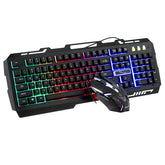 Mechanical Feel Wired Gaming Keyboard & Mouse Set 104 Keys USB Wired Keyboard 2400DPI Ergonomic Mouse LED Luminous Rainbow Backlit