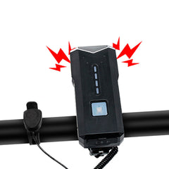 2-in-1 400LM 2xT6 Bike Light 3 Modes Adjustable USB Charging Bicycle Front Lamp 6 Modes 120dB Horn with Mount Holder