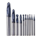 R0.5-R5mm Ball Nose Tungsten Carbide End Mill Cutter HRC55 TiAlN Coating CNC Tool