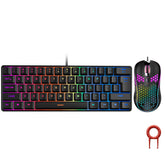 Gaming Keyboard Mouse Set 61 Keys Translucent Keycaps RGB Backlit Keyboard Adjustable 1200-7200DPI Optical Mouse USB Wired for PC Laptop Gamer