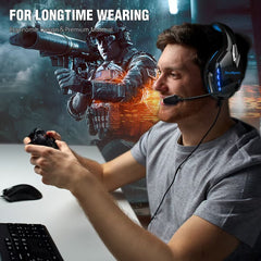 Gaming Headphones RGB Light Noise Cancelling Surround Sound Gaming Wired Headsets with Mic