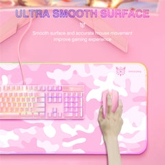 RGB Glowing Mouse Pad 12 Lighting Modes Soft Rubber Anti-slip Large Gaming Keyboard Pad Desktop Protective Mat for Home Office Working Gaming