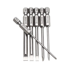 6Pcs 75mm Magnetic 2.0-6.0mm Flat Head Slotted Tip Screwdrivers Bits