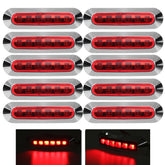 10PCS 12V 24V 6 LED Side Marker Lights Lamp Red for Truck Trailer Caravan Lorry Van