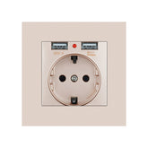 16A 250V USB Power Socket Wall Socket EU Standard with 2 USB Ports Power Panel Smart LED On Off Power Outlet