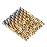 10pcs 3.175mm Shank Ball Nose End Milling Cutter Titanium Coated Two Flute 12mm/22mm CNC Tool