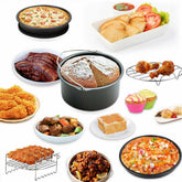 8" Air Fryer For 3.7QT-6.8QT 124PCS Set Accessories Frying Cage Baking Rack Tray