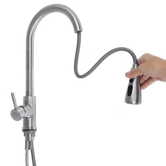 Kitchen Pull-Out Faucet Tap Mixer Spout Finish Brushed Swivel Spray 360