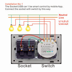 Wifi Smart Light Switch Ewelink/App Control Wireless Interruptor Wall Outlets with Universal Electrical Plug Sockets/2* USB work with Alexa