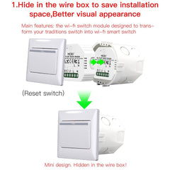 Mini WiFi RF433 Smart Relay Switch Module Smart Life/Tuya App Control for Alexa Google Home 1 Gang 1/2 Way