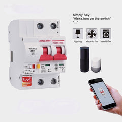 2P WiFi Smart Circuit Breaker Overload Short-circuit Protection Works with Alexa Google Home