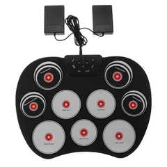 Portable Electronics Drum Set Roll Up Drum Kit 9 Silicone Pads USB Powered with Foot Pedals Drumsticks USB Cable