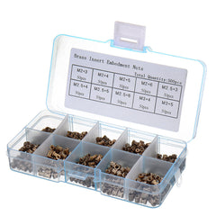 500Pcs M2/M2.5/M3 Metric Threaded Brass Knurl Round Insert Nut Assortment Set